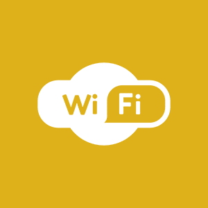 Wi-Fi logo on yellow background.