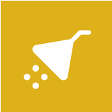 icon 02 White funnel icon on yellow background.