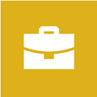 icon 05 White briefcase icon on yellow background.