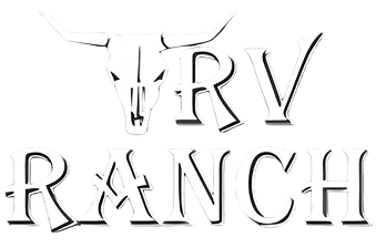 RV Ranch logo with bull skull.